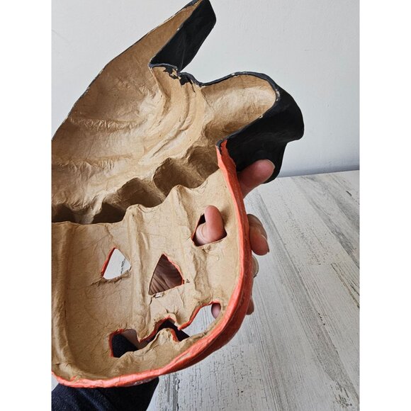 Vintage walnut ridge paper mache pumpkin witch mask painting Halloween decor 199 - Picture 8 of 10